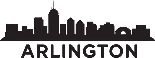 Fototapeta premium Arlington Skyline Silhouette Vector on White Background
