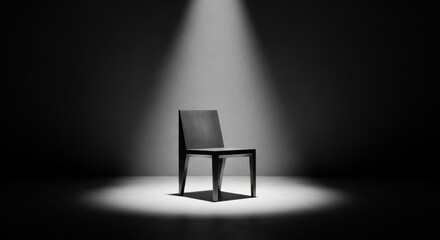 Minimalist Chair Spotlight in Dark Studio Environment - Artistic Photography