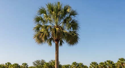 Palm Tree Against Blue Sky Scenic Tropical Landscape