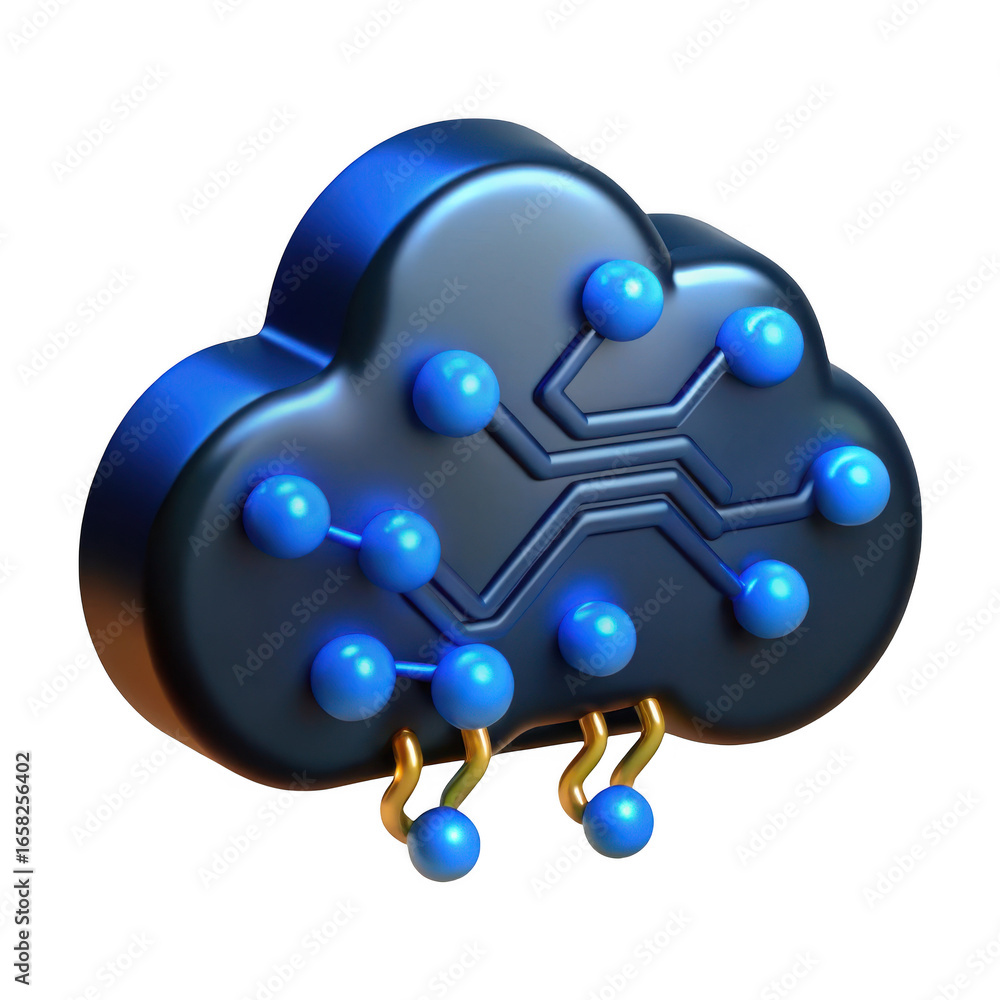 Aufkleber 3d cloud computing technology icon isolated on transparent background