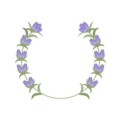 Obraz premium Japanese Circle Frame with Gentian Flowers | Autumn Floral Frame