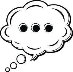 Comic style speech bubble with three dots silhouette