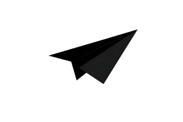 Dark paper airplane icon on black background