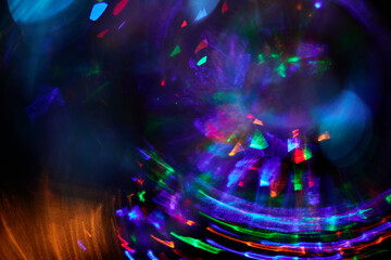 Abstract dynamic background of neon glow lines on dark background. Reflection of human thoughts and...