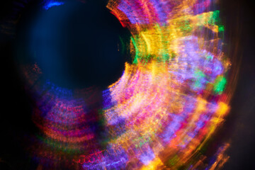 Abstract dynamic background of neon glow lines on dark background. Reflection of human thoughts and...