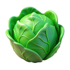 Obraz premium 3d vibrant green cabbage isolated on transparent background