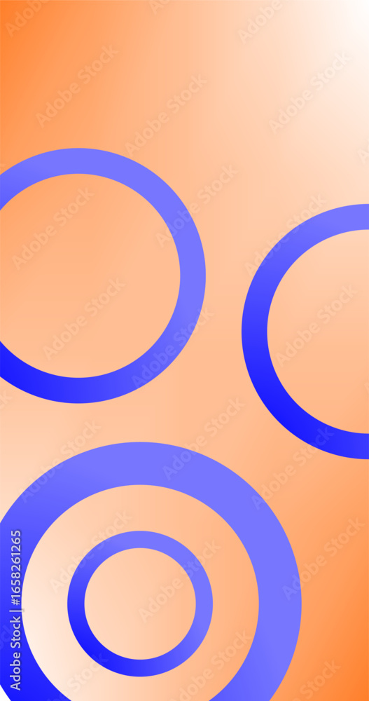 Poster abstract background with circles in blue and orange colors gradient design