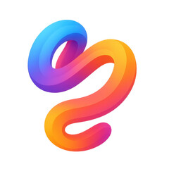 Fototapeta premium Colorful 3D abstract twisted ribbon shape isolated on black background