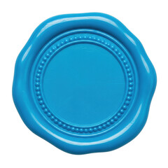 Blue wax seal isolated on transparent background