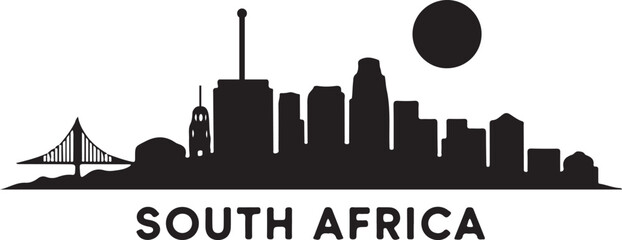 Obraz premium South Africa Skyline Silhouette Vector on White Background