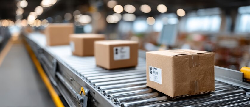 Automated roller conveyor line with parcel delivery in warehouse logistics efficient workflow and package handling