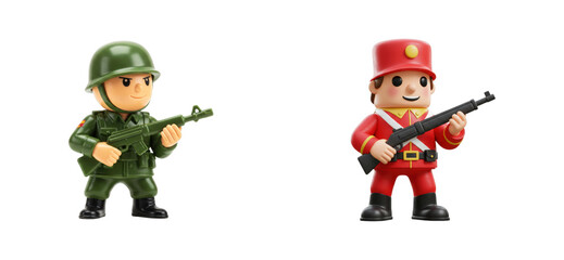 Dramatic toy soldier showdown playroom indoor playtime adventure. Set PNG
