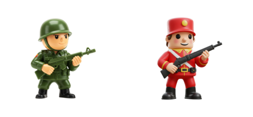 Dramatic toy soldier showdown playroom indoor playtime adventure. Set PNG