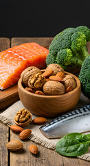 Salmon, Spinach benefits, Nuts, Walnuts, health food, Superfood
