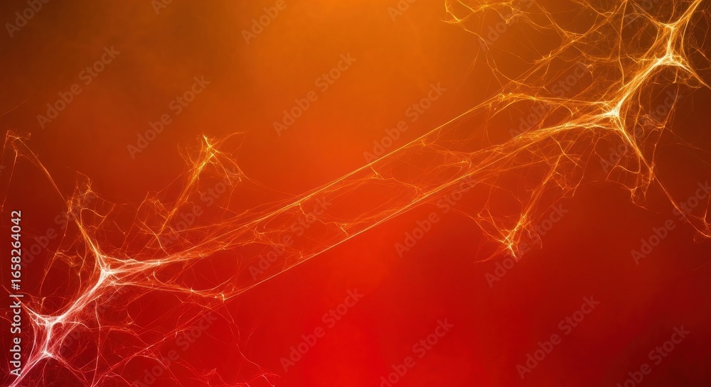 Poster abstract glowing lines create a fiery, dynamic energy pattern on a warm gradient background.
