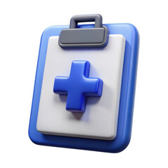 Obraz premium 3d medical clipboard with blue cross isolated on transparent background