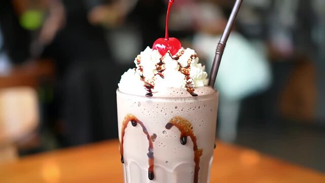 national milkshake day delicious chocolate whipped cream cherry dessert