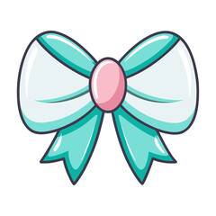 Elegant white bow with realistic glossy shine