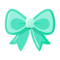 Mint green bow with glossy highlights vector graphic