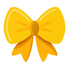 Elegant mustard yellow bow with glossy highlights
