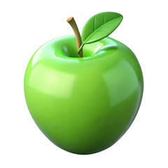 3d realistic green apple with stem and leaf