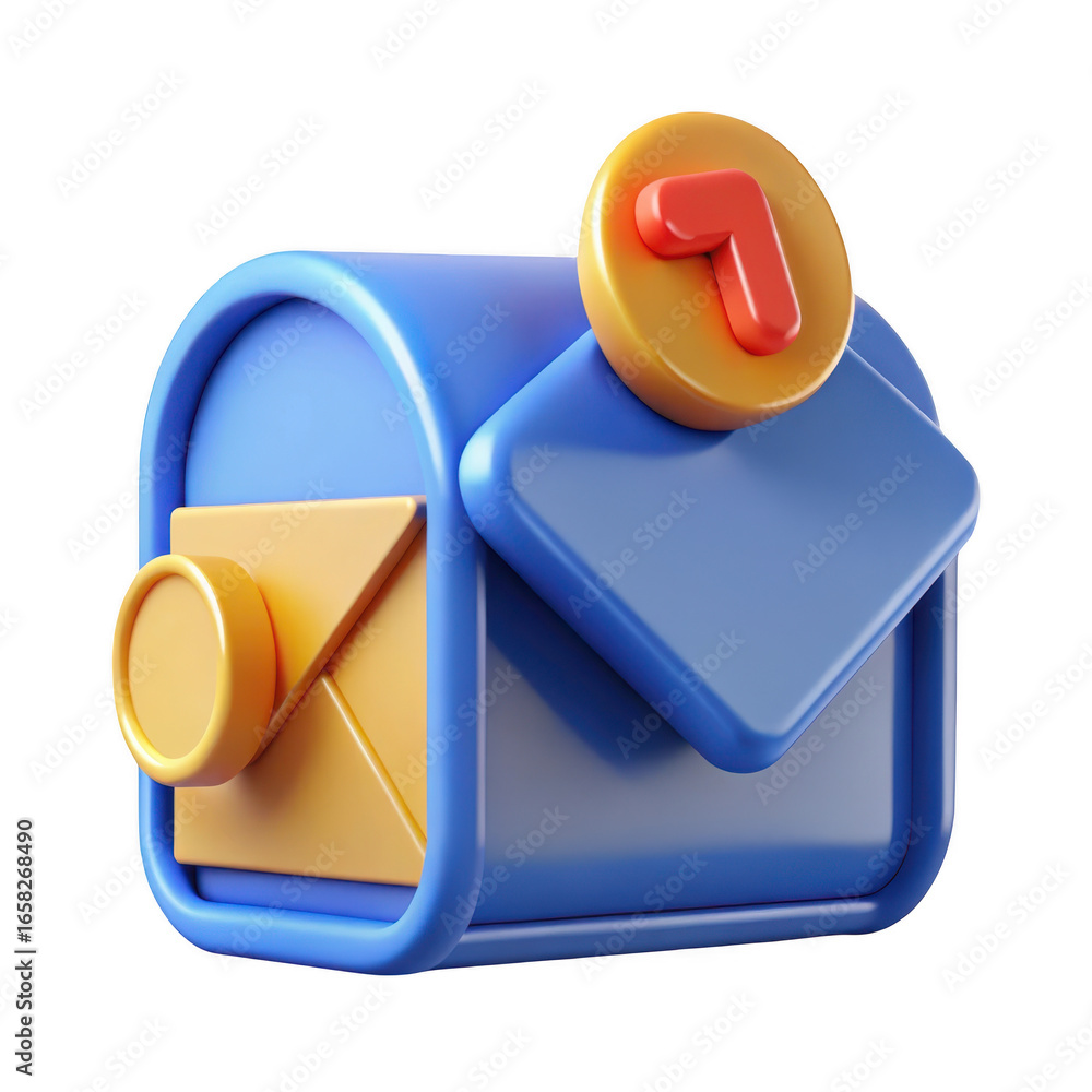 Aufkleber 3d blue mailbox with notification icon and envelope, isolated on transparent background