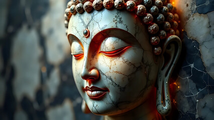 Marble face of lord buddha