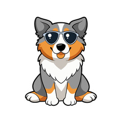 australian shepherd sitting down sunglasses vector art