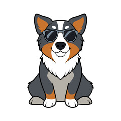 australian shepherd sitting down sunglasses vector art