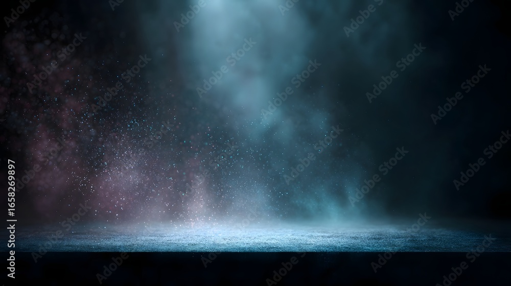 Canvas Prints ethereal podium with floating particles in a dramatic lighting backdrop