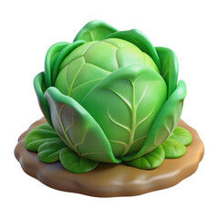 Obraz premium 3d realistic cabbage on soil base