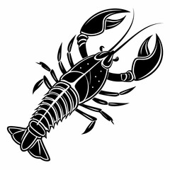 Black Shrimp Silhouette Vector Art, Shrimp Silhouette Logo Design, Minimal Shrimp Graphic, Modern Shrimp Vector
