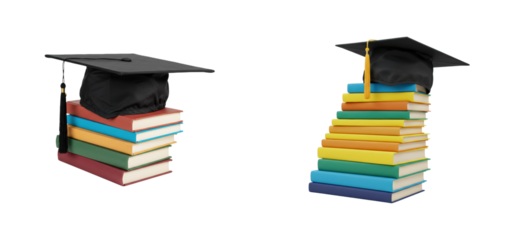 Graduation celebration academic setting characteristic visuals educational environment perspective on learning. Set PNG