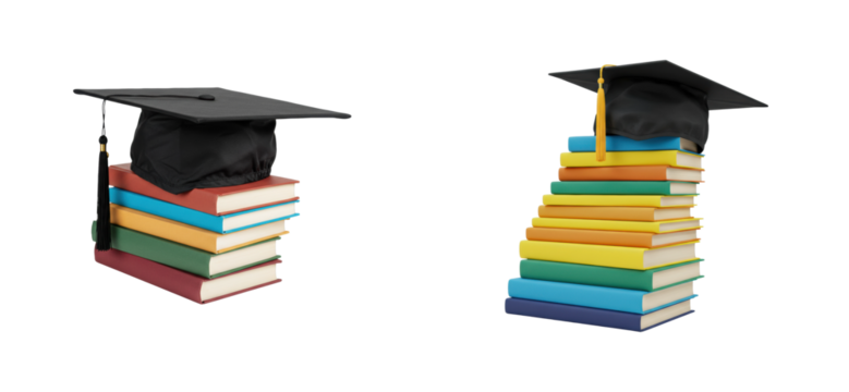 Graduation celebration academic setting characteristic visuals educational environment perspective on learning. Set PNG