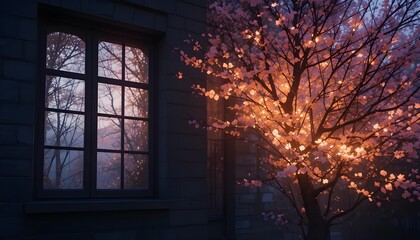 Fototapeta premium Effets d'ombre réalistes de fenêtres et de branches d'arbre avec flou lumineux sur fond transparent, effet d'ombre et de lumière d'été.