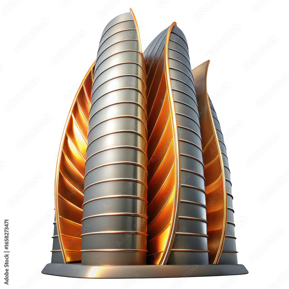 Poster 3d futuristic skyscraper architecture isolated on transparent background