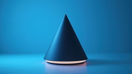 Fototapeta premium Dark cone on a light-blue studio backdrop