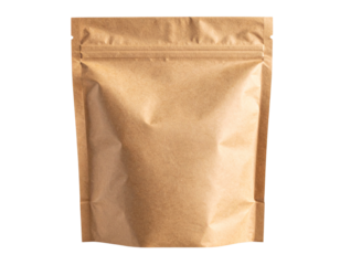 Top-Down View of Open Kraft Paper Drip Coffee Packet, Coffee Filter Visible, Isolated