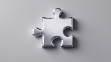 Fototapeta premium A 4K photo of shiny puzzle piece on smooth gray background showcasing simplici.