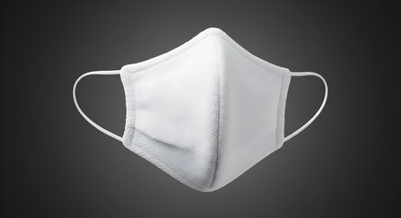 White Fabric Face Mask with Texture on a Dark Grey Background, Health Protection