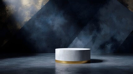 Abstract geometric podium with lighting