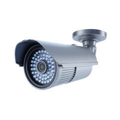 Realistic Security Camera with LED Lights for Surveillance and Monitoring in Modern Architecture on transparent background