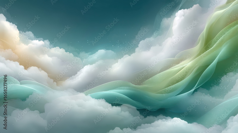 Aufkleber glowing blue streams of clouds representing cybersecurity in a digital tech environment