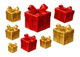 Fototapeta premium Shiny red and golden gift boxes.