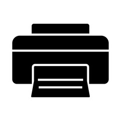 
Illustration showing a black icon of a printer (or other office equipment) on a white background
