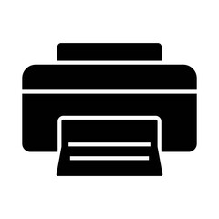 
Illustration showing a black icon of a printer (or other office equipment) on a white background