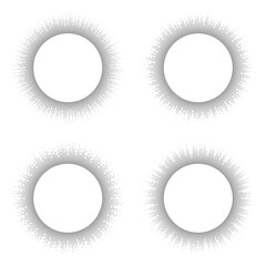 Circular audio wave collection. Vector round music equalizer, audio circle spectrum sign. Isolated radial spectrum design. Abstract radial radio and voice volume symbol