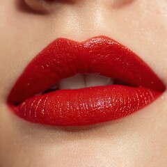 Obraz premium Sensual red lips with perfect makeup, a symbol of beauty and confidence