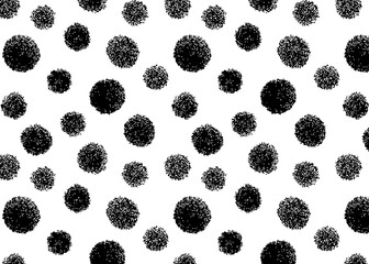 Seamless vector hand-drawn irregular tiny polka dot pattern. Small, randomly scattered black dots on white background. Cute dotted texture with artistic doodle sketch style for surface design. © Maryna