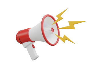 Megaphone amplifying a loud announcement isolated on transparent background